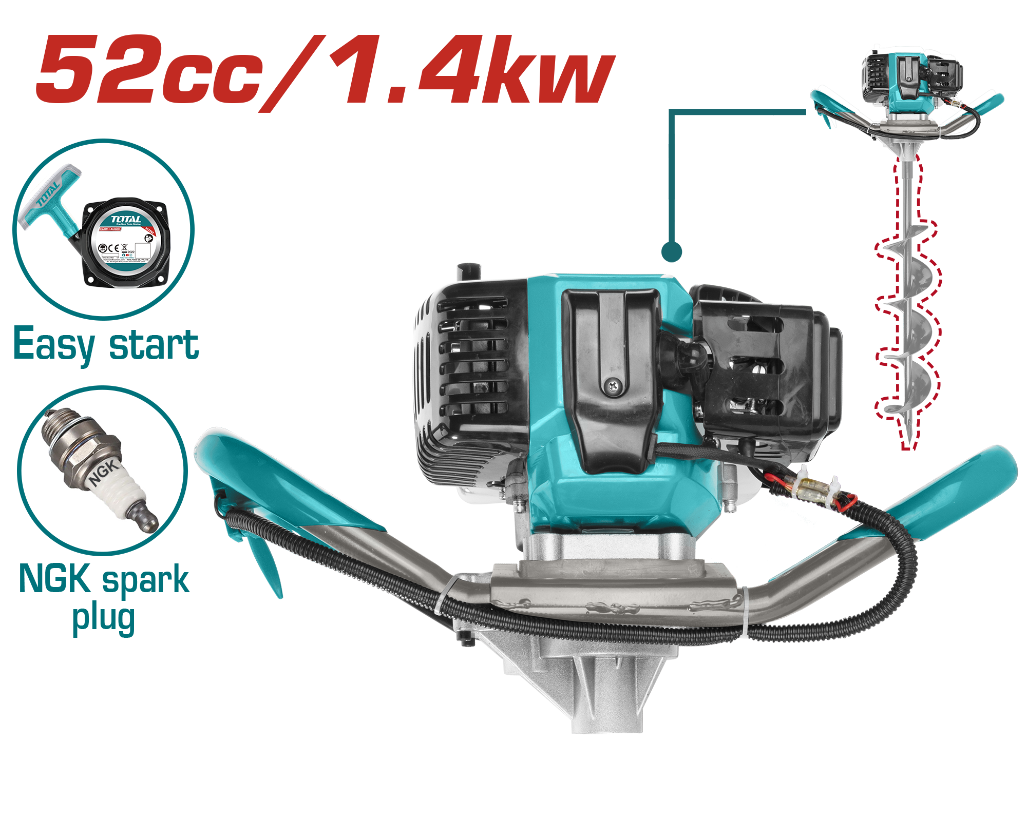 حفار أرض بنزين 52سم³ من توتال – قوة وكفاءة في الحفر