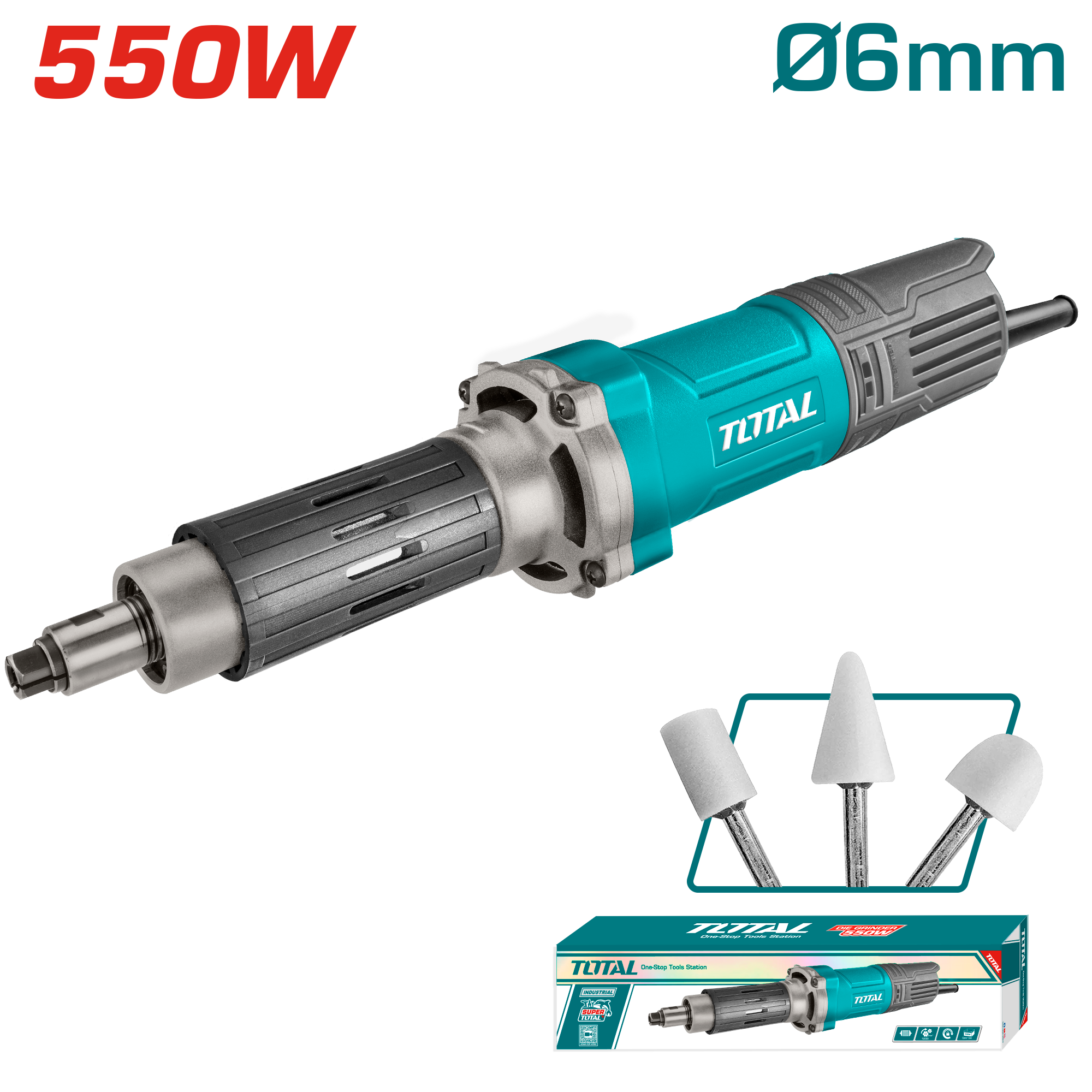 درل مستقيم كهربائي توتال 550 واط مع حجارة سن وفحمات – سرعة 29000 لفة/د