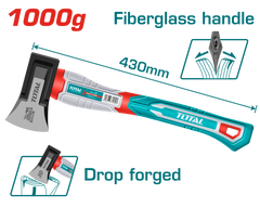 TOTAL Aircraft Axe – 1000g, Drop-Forged Head, Heat-Treated Carbon Steel, Fiberglass Handle (THAX0611000F)