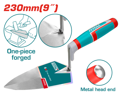TOTAL 9" Integrated Forged Bricklaying Trowel – Heavy-Duty Forged Steel (THBT9109)