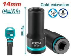 TOTAL 1/2" DR. Deep Impact Socket 14mm – CrMo Heavy Duty Socket (THDIS12142L)