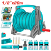 TOTAL 20M Garden Hose Reel Set 1/2" – Nozzle & Wall Bracket | THHR20124