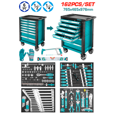 TOTAL 162 Piece Complete Tool Cart (THPTCS71621)