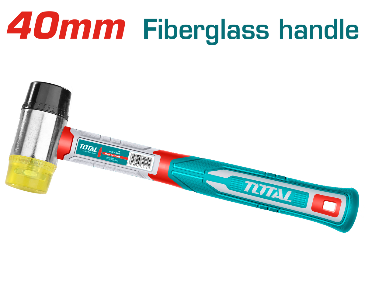 TOTAL Rubber and Plastic Hammer 40mm – Soft Face with Fiberglass Handle (THRUH6940)
