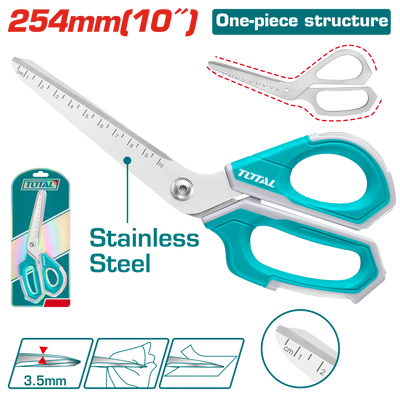 TOTAL Heavy Duty Construction Scissors 254mm | 10" Stainless Steel (THSCRS25088)