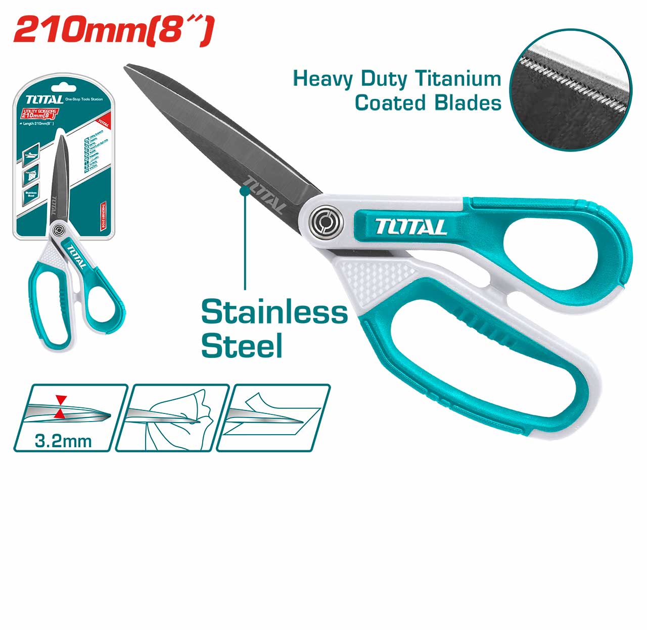 TOTAL Long Blade Rubber Grip Scissors – THSCRS812108