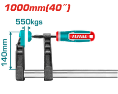 TOTAL F-Clamp with Plastic Handle 1000mm | 40" – Heavy-Duty 550KGS Force (THT1321401)