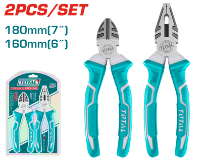 TOTAL 2 Pcs Pliers Set – Combination 7" & Diagonal Cutting 6" (THT1K0206)