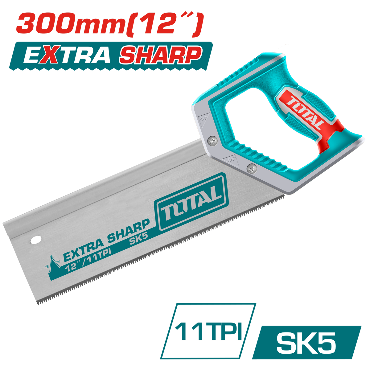 TOTAL Back Saw 300mm | 12" – SK5 Steel with Protective Teeth Guard (THT59128B)