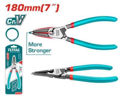 TOTAL Circlip Pliers – Straight Head Internal Type 180mm | 7" Cr-V Steel (THTJ21803)