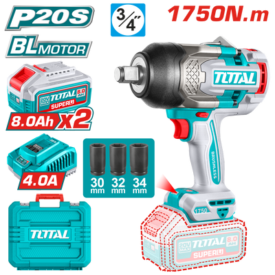 TOTAL Cordless Impact Wrench 20V Brushless – 3/4” | 1750Nm (TIWLI20175)