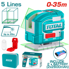 TOTAL Self-Leveling Line Laser Green 360° with Remote Control 0-35m (TLL306502)