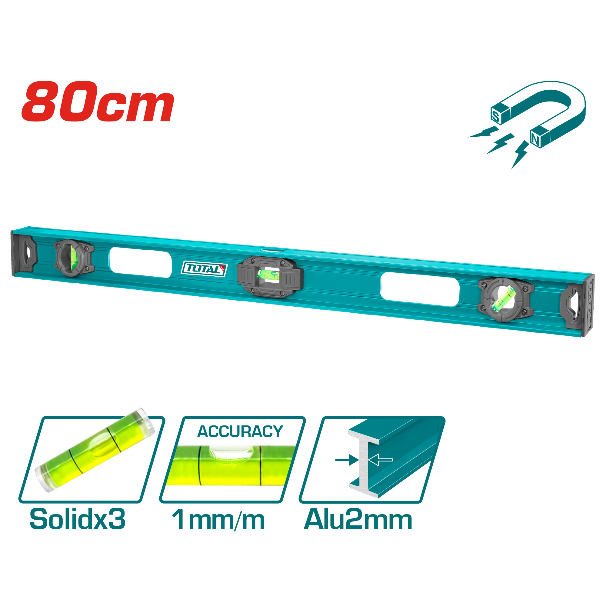 TOTAL 80cm Magnetic Spirit Level (TMT28026) – Ultimate Precision & Stability