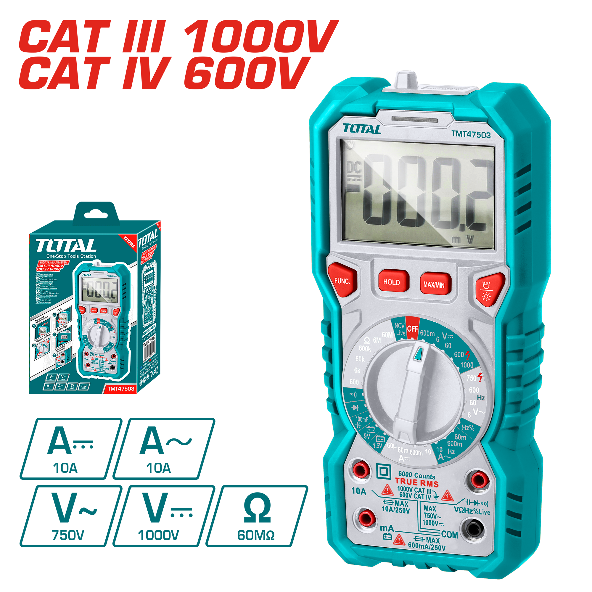 Total TMT47503 Multimeter CAT3 1000V | CAT4 600V – Precise Testing