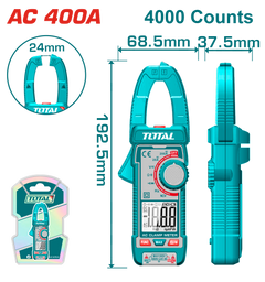 TOTAL Digital AC Clamp Meter 400A – TRMS 4000 Counts.