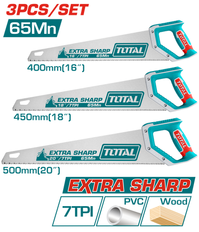 TOTAL 3PCs Hand Saw Set - 16", 18", 20" (TOS23093)