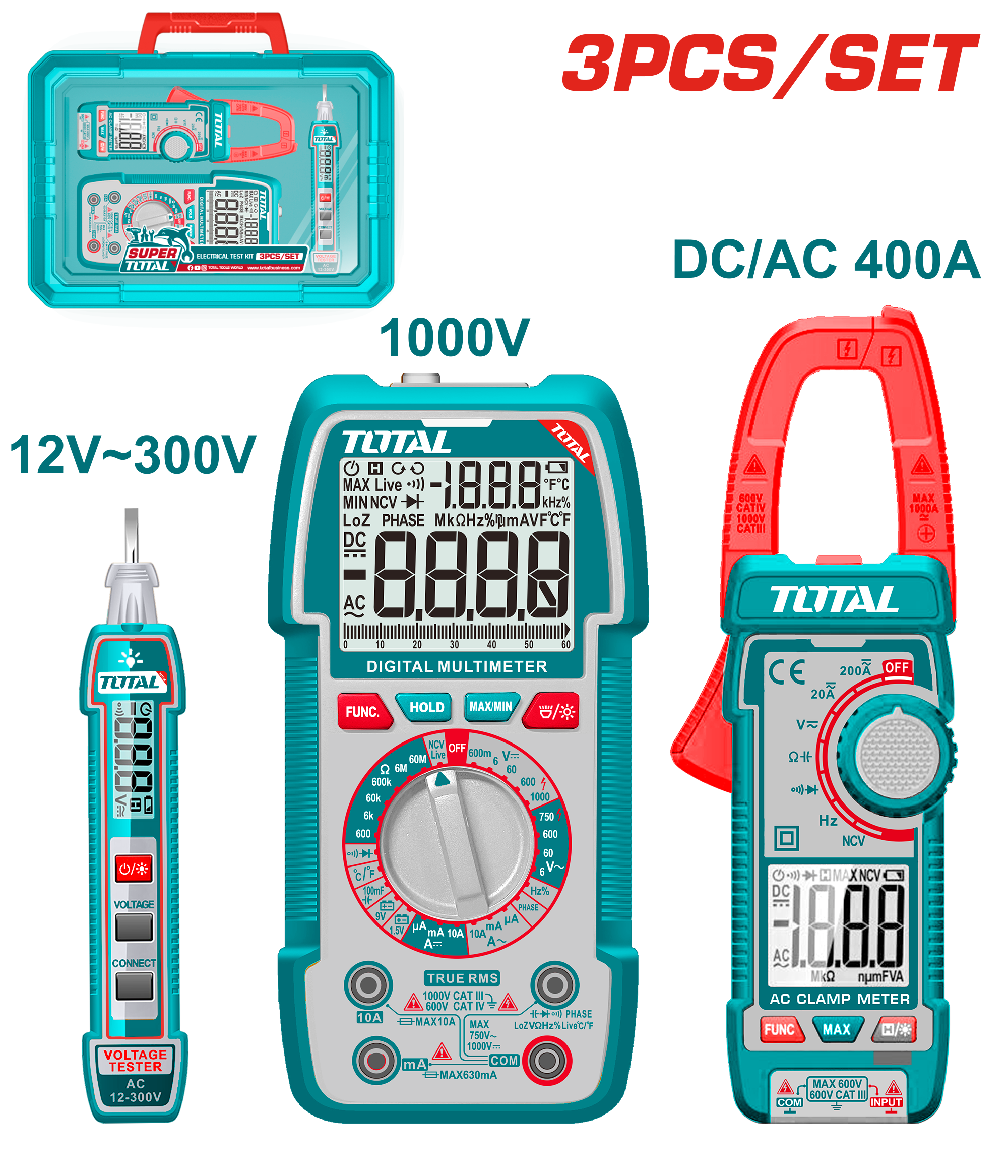 Total TOS24067 3-Piece Electrical Test Kit – Accurate & Reliable
