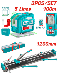 TOTAL 3-in-1 Tile Cutter Kit – 1200mm Tile Cutter, Self-Leveling Laser & 100m Laser Distance Meter (TOS250911)