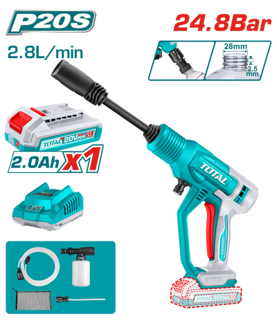 TOTAL Cordless Pressure Washer 24.8Bar | 20V (TPWLI20362)