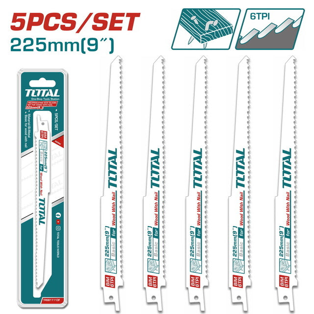 شفرات منشار ترددي للخشب والمسامير من TOTAL – 5 قطع – TRSB1111DF