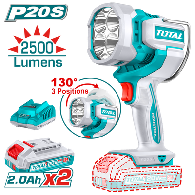 TOTAL Cordless Work Lamp 20V – 2500 Lumens LED Rechargeable Work Light Kit (TWLI20887)