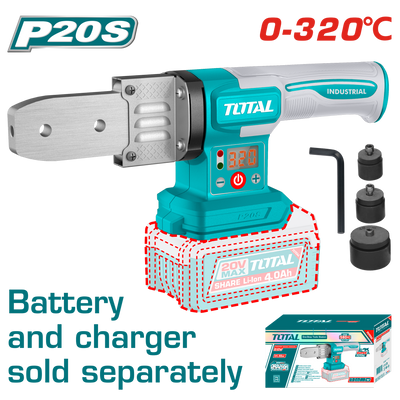 TOTAL Cordless Plastic Tube Welding Tool 20V – 320℃ Adjustable Temperature - Battery & Charger Sold Separately (TWTLI2018)