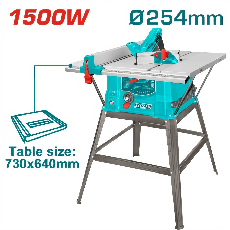Total 10" 1500W Table Saw Professional & Accurate Cutting