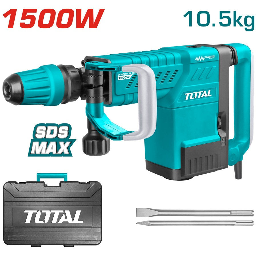 Total 1500W 12KG Demolition Hammer SDS MAX Heavy-Duty Power