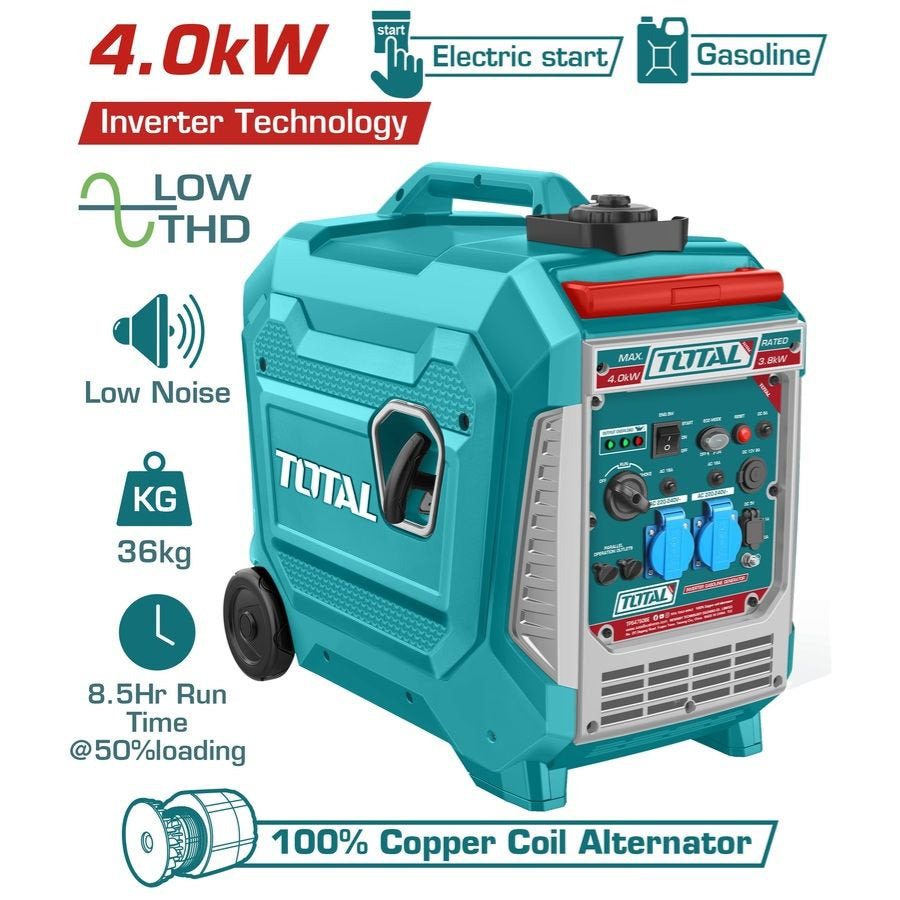 Total 4KW Inverter Silent Gasoline Generator Quiet & Clean Power
