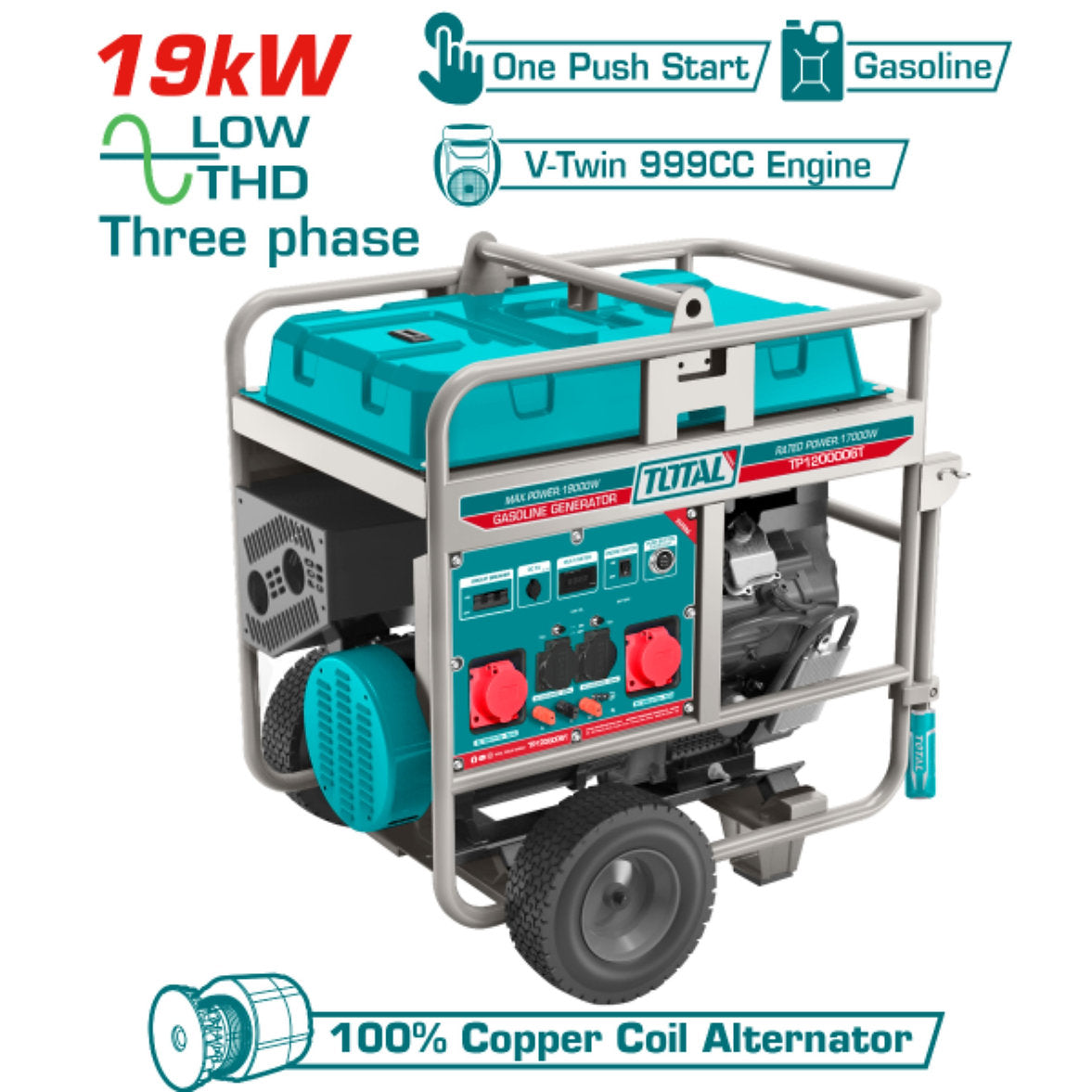 Total Gasoline Generator 19kW 3-Phase High Power for Industrial Use