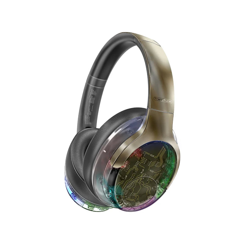 Promate TransTune Active Noise Cancelling Hi-Fi Stereo Wireless Headphones with RGB Lights - Silver