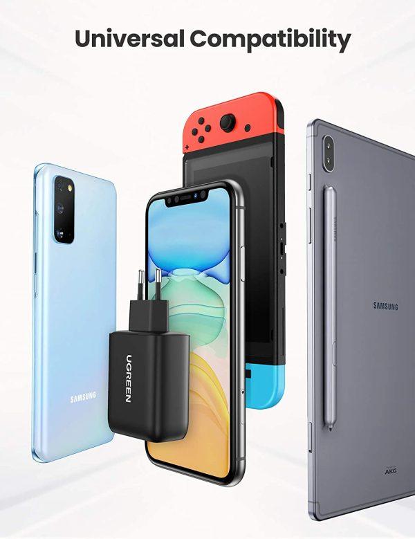 شاحن يو إس بي سريع من يوجرين CD161 للاتحاد الأوروبي - أسود