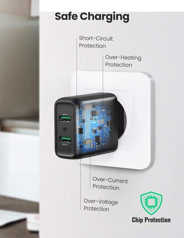 شاحن يو إس بي سريع من يوجرين CD161 للاتحاد الأوروبي - أسود