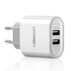 شاحن حائط يوجرين ثنائي USB 3.4A EU - أبيض