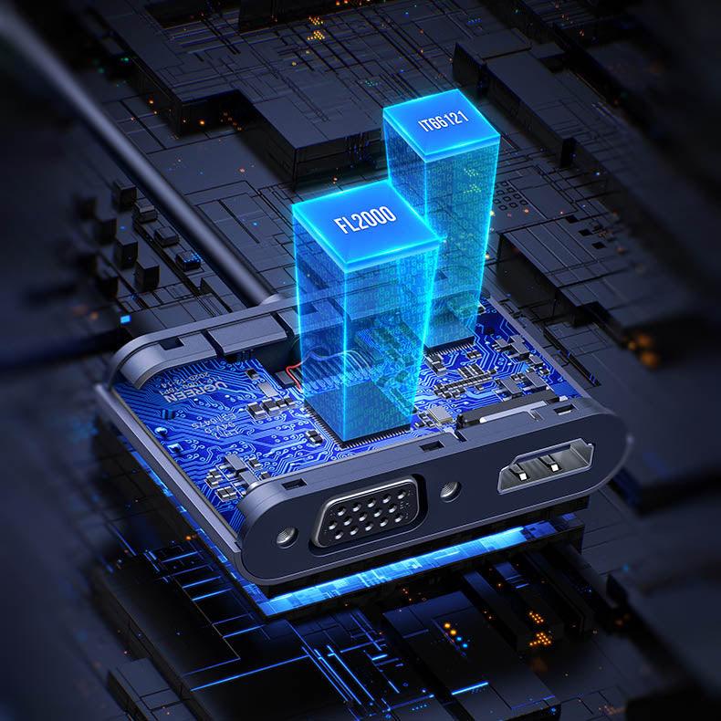 محول يوجرين USB 3.0 HDMI & VGA
