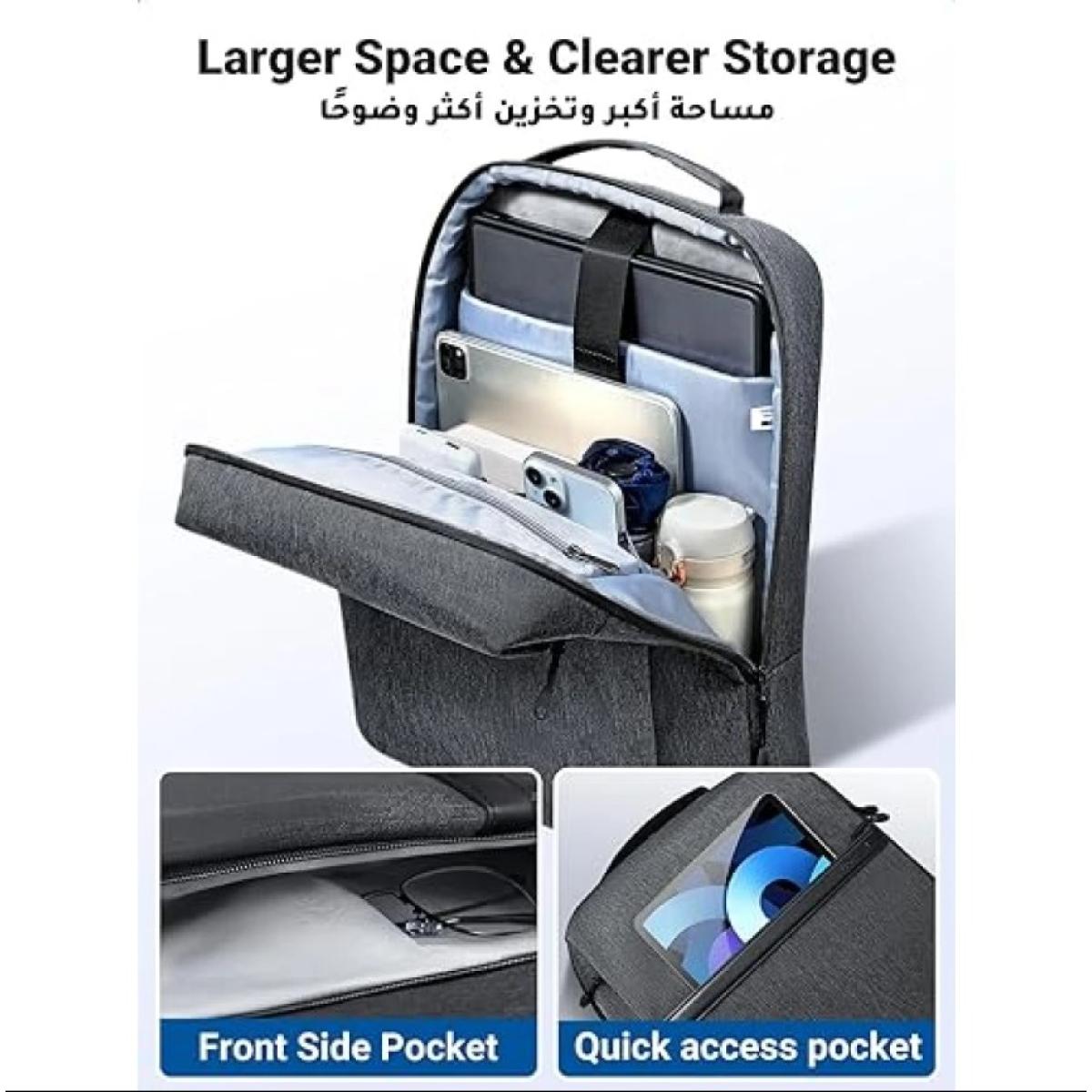 حقيبة ظهر للكمبيوتر المحمول يوجرين مقاس 15.6 - رمادي داكن