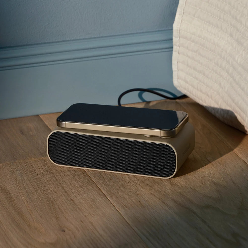Kreafunk Wakie 4-in-1 Alarm Clock, Bluetooth Speaker, Wake-Up Light & 15W Wireless Charger – Ivory Sand