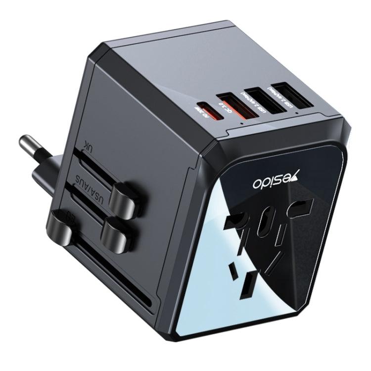 Yesido Universal Travel Adapter 20W USB & Type C Charger - Black