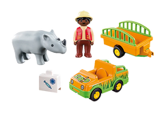 Playmobil 1.2.3 Zoo Vehicle with Rhino | Goseel Store