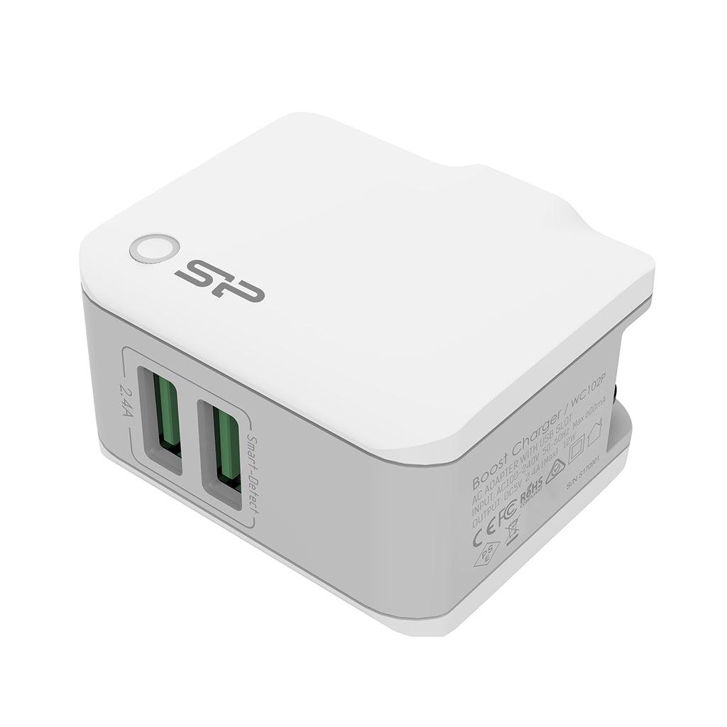 Silicon Power Wall Charger WC102P Dual Fast USB Charging - White