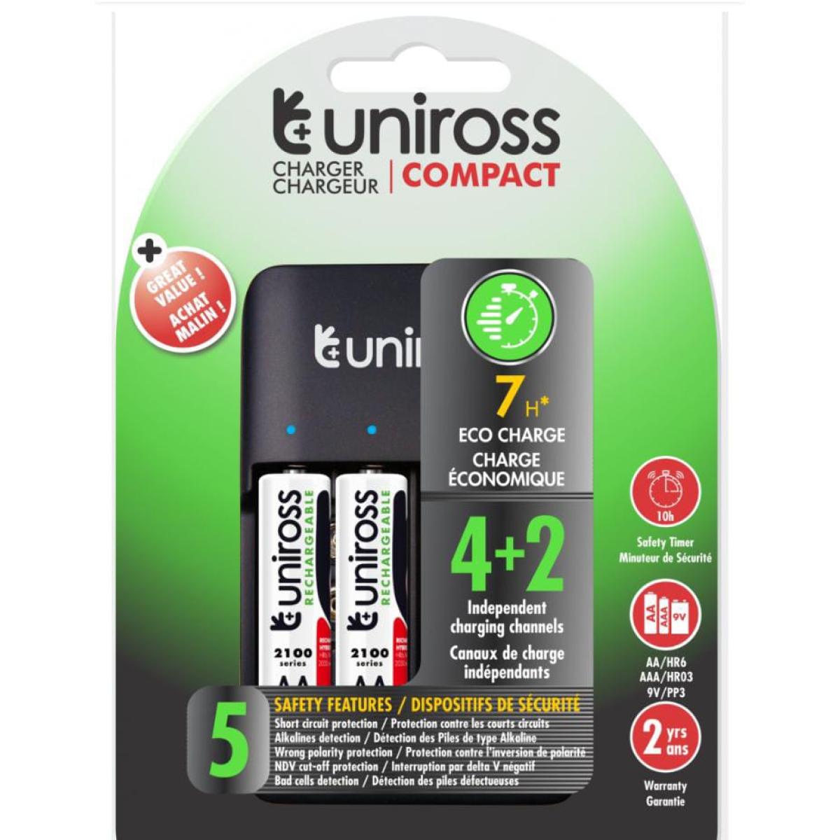 شاحن بطارية يونيروس مع 4 وحدات بطارية 300 مللي أمبير AA