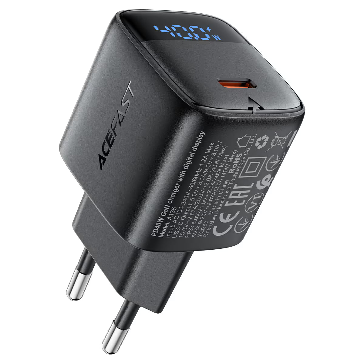 شاحن ACEFAST A135 GaN 40W PD شاشة LED شحن سريع
