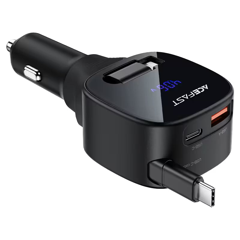 شاحن سيارة ACEFAST B17 سريع 95W مع كابل USB-C قابل للسحب