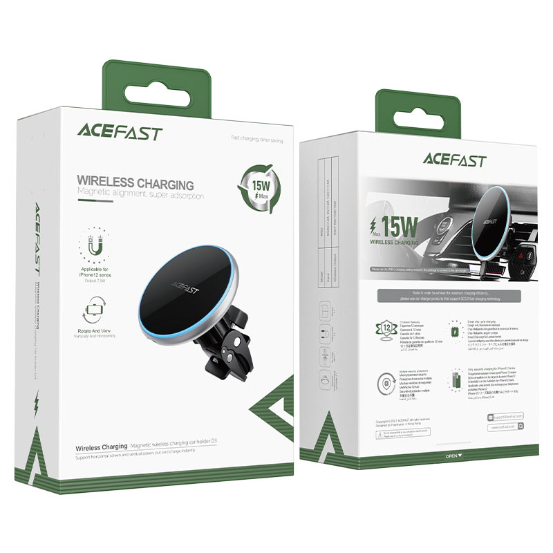 حامل سيارة ACEFAST D3 مغناطيسي 15W شحن لاسلكي iPhone