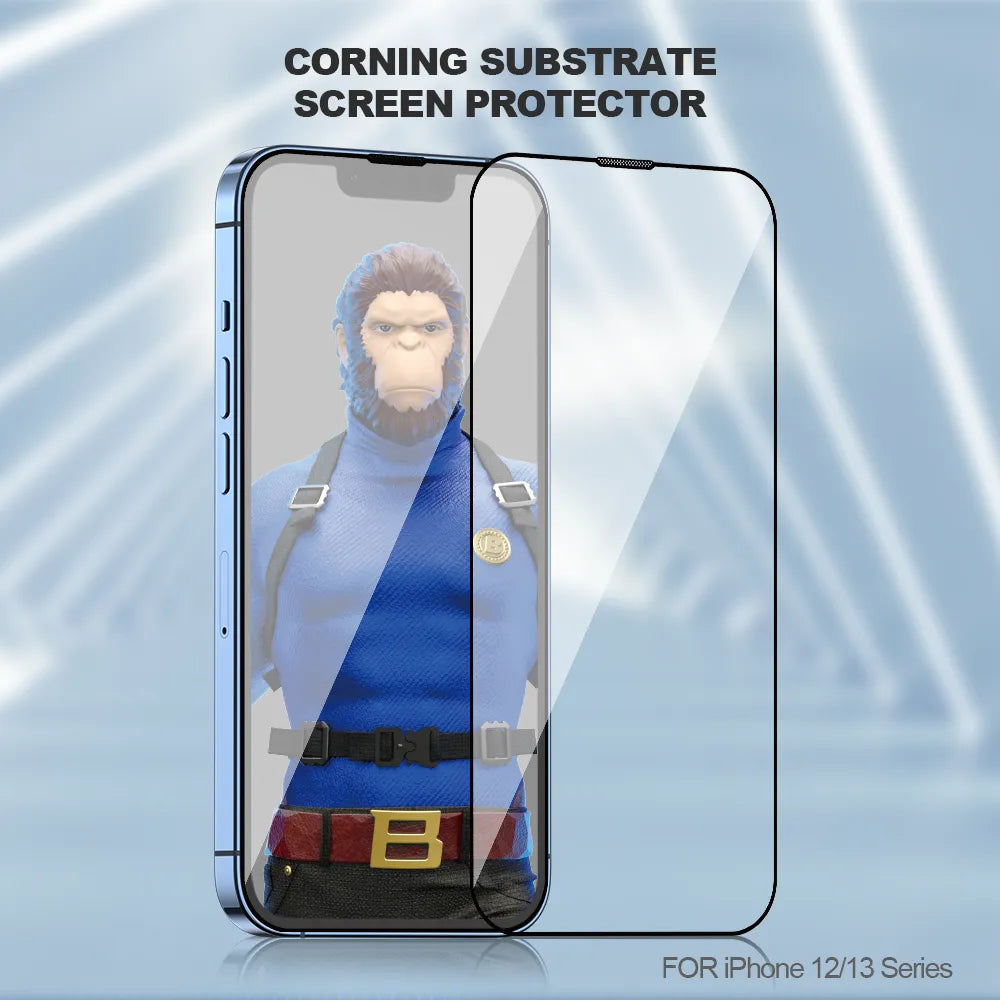 زجاج بيلوو كورننج غوريلا بريمام اتش دي المقوى بدون جهاز تطبيق لسلسلة أجهزة آيفون - أسود