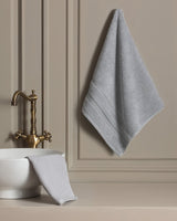 Madame Coco Joetta Face Towel 100% Cotton Handmade Crochet Details Grey Navy