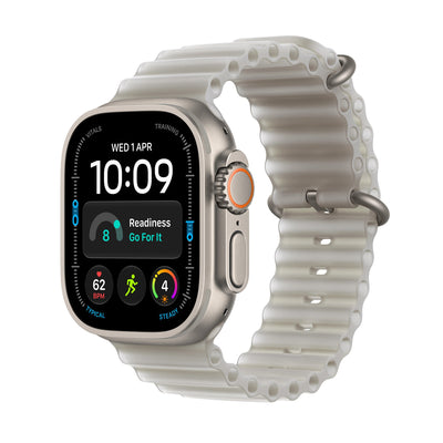 Apple Watch Ultra 4 Natural Titanium with Translucent Grey Ocean Band