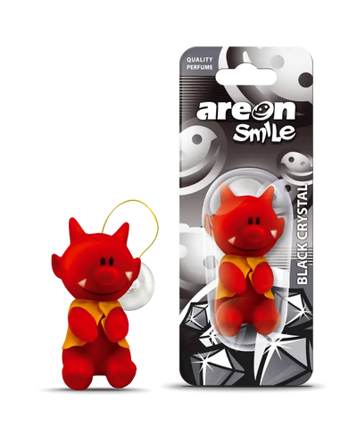 AREON Smile Hanging Bear Car Air Freshener, Black Crystal