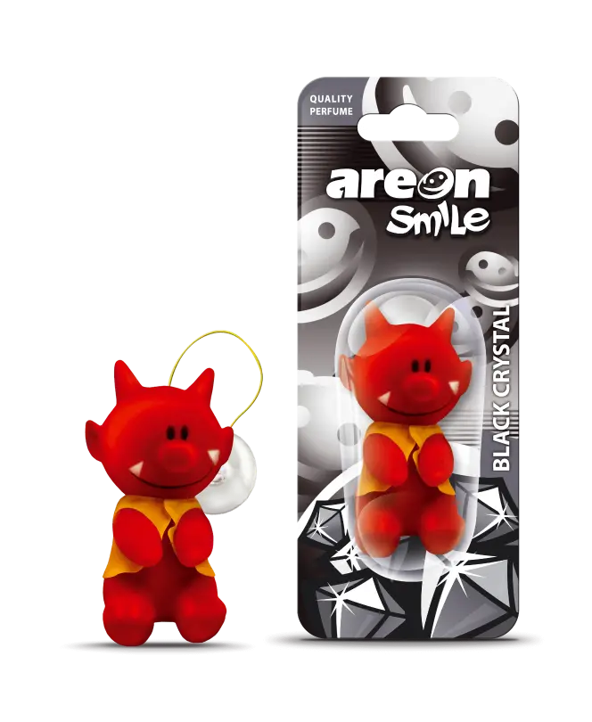 AREON Smile Hanging Bear Car Air Freshener, Black Crystal