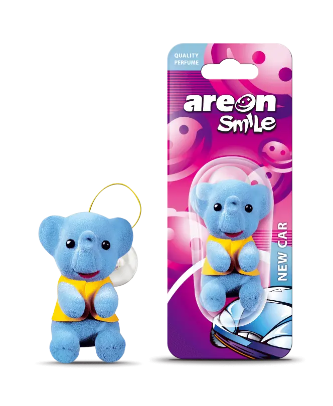 AREON Smile Hanging Bear Car Air Freshener, New Car